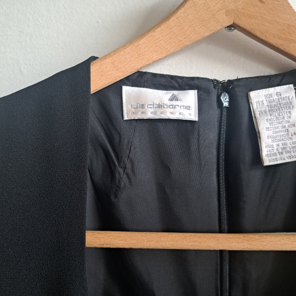 Vintage Liz Claiborne Size Small - Mid-1990s Black Sheath Dress With Front Slit - Picture 3 of 7